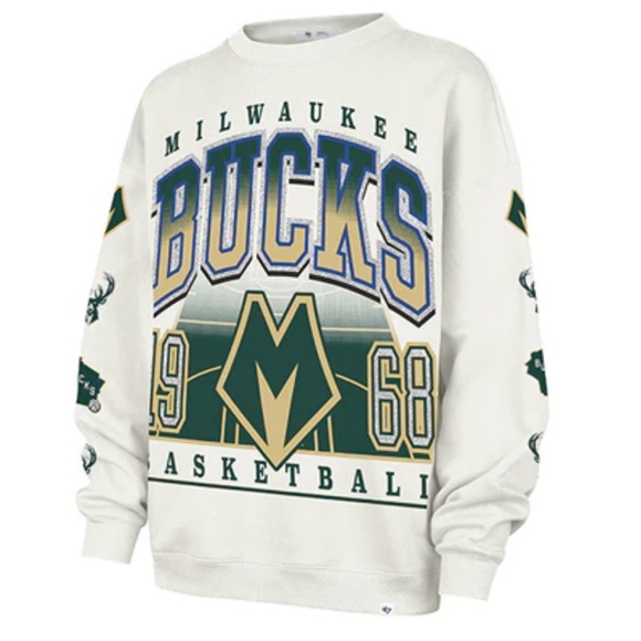 ‘47 Brand Tops - milwaukee bucks 47 oversized crew neck sweatshirt